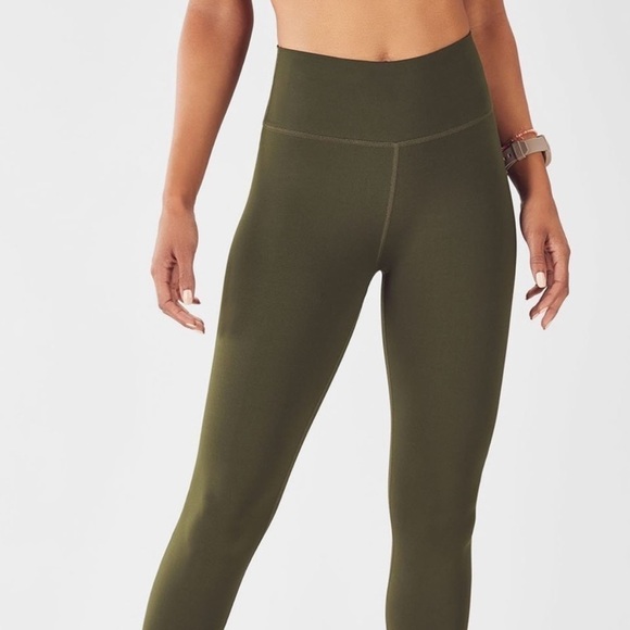 Fabletics Define Leggings Olive Green Small High Waisted Yoga Athleisure Skinny - Picture 1 of 10